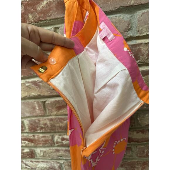 Lilly Pulitzer Orange Pink Multi-Color Floral Mini WHITLEY KEEN PEACH Skirt 4 - Picture 7 of 9